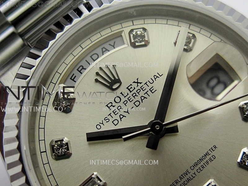 Day Date 128239 Gain Weight SS QF 1:1 Best Edition Silver Dial Diamond Markers on SS President Bracelet