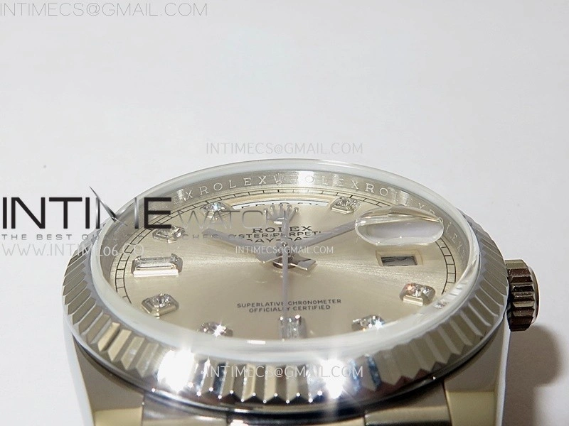 Day Date 128239 Gain Weight SS QF 1:1 Best Edition Silver Dial Diamond Markers on SS President Bracelet