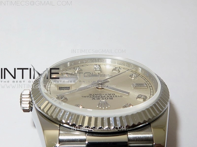 Day Date 128239 Gain Weight SS QF 1:1 Best Edition Silver Dial Diamond Markers on SS President Bracelet