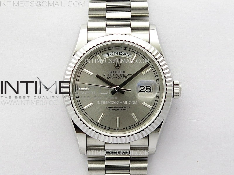 Day Date 36mm Gain Weight SS tungsten APSF 1:1 Best Edition Silver Dial on SS President Bracelet A3255