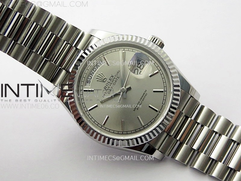 Day Date 36mm Gain Weight SS tungsten APSF 1:1 Best Edition Silver Dial on SS President Bracelet A3255