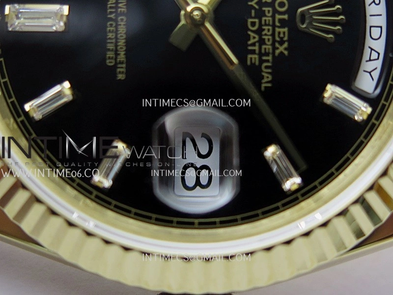 Day Date 228238 40mm Gain Weight V2 QF Best Edition Black Dial T Dia Markers On YG President Bracelet A2836