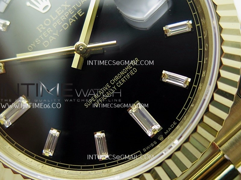 Day Date 228238 40mm Gain Weight V2 QF Best Edition Black Dial T Dia Markers On YG President Bracelet A2836