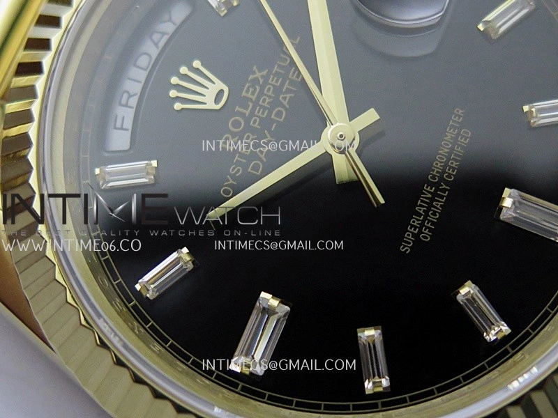 Day Date 228238 40mm Gain Weight V2 QF Best Edition Black Dial T Dia Markers On YG President Bracelet A2836