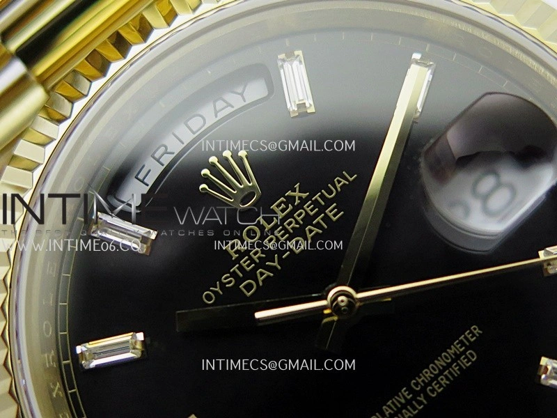 Day Date 228238 40mm Gain Weight V2 QF Best Edition Black Dial T Dia Markers On YG President Bracelet A2836