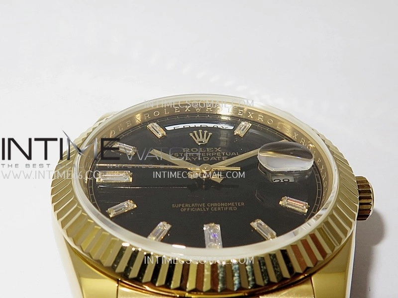 Day Date 228238 40mm Gain Weight V2 QF Best Edition Black Dial T Dia Markers On YG President Bracelet A2836