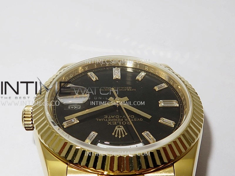 Day Date 228238 40mm Gain Weight V2 QF Best Edition Black Dial T Dia Markers On YG President Bracelet A2836