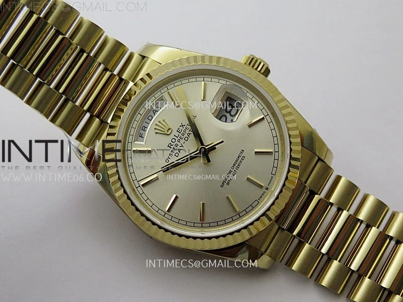 Day Date 128238 Gain Weight YG QF 1:1 Best Edition ChampagneDial Stick Markers on YG President Bracelet