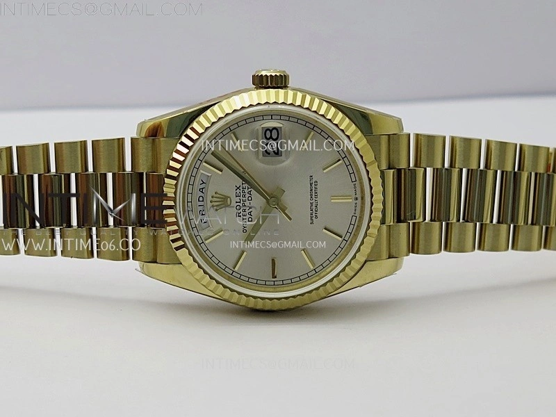 Day Date 128238 Gain Weight YG QF 1:1 Best Edition ChampagneDial Stick Markers on YG President Bracelet