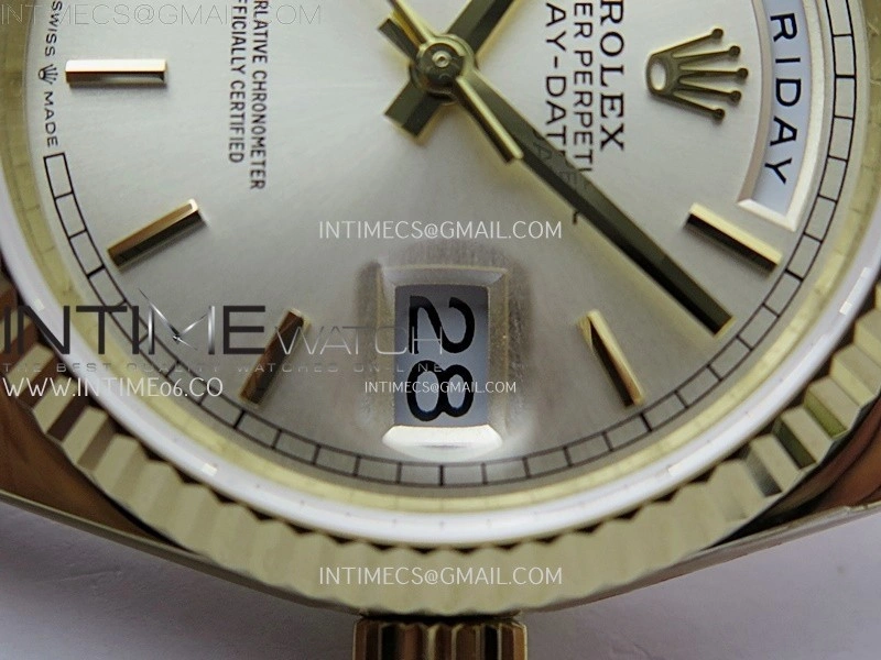 Day Date 128238 Gain Weight YG QF 1:1 Best Edition ChampagneDial Stick Markers on YG President Bracelet