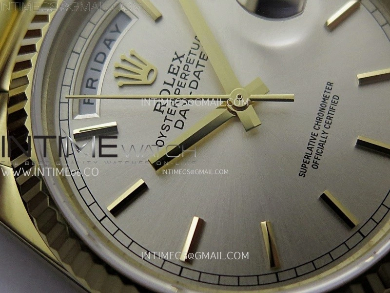 Day Date 128238 Gain Weight YG QF 1:1 Best Edition ChampagneDial Stick Markers on YG President Bracelet