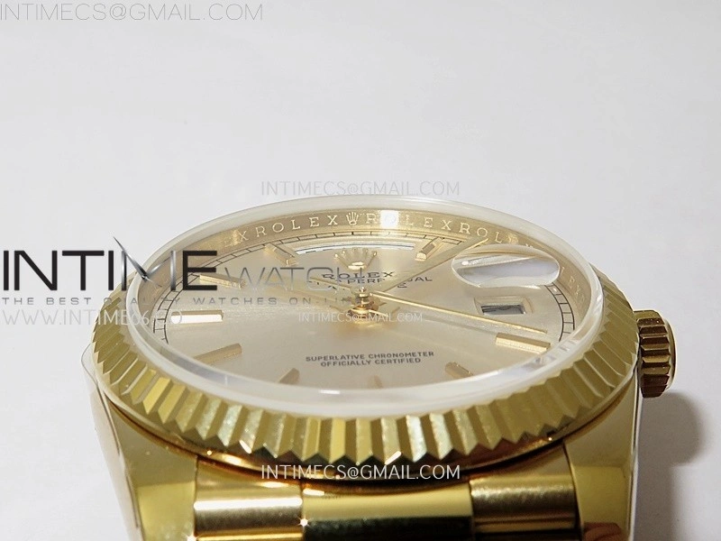 Day Date 128238 Gain Weight YG QF 1:1 Best Edition ChampagneDial Stick Markers on YG President Bracelet