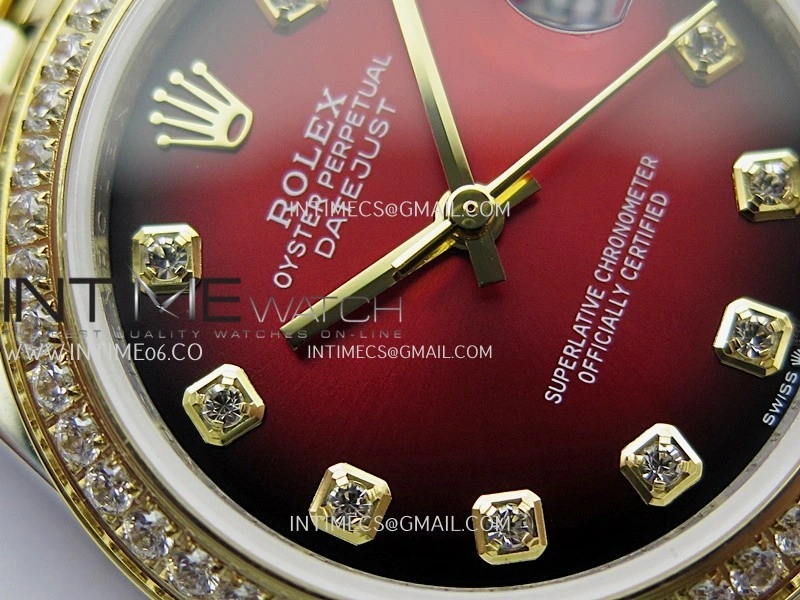 DateJust 31mm Diamond Bezel 904L SS YG GMF Best Edition Red Ombre Dial On 904L SS YG Jubilee Bracelet A2824