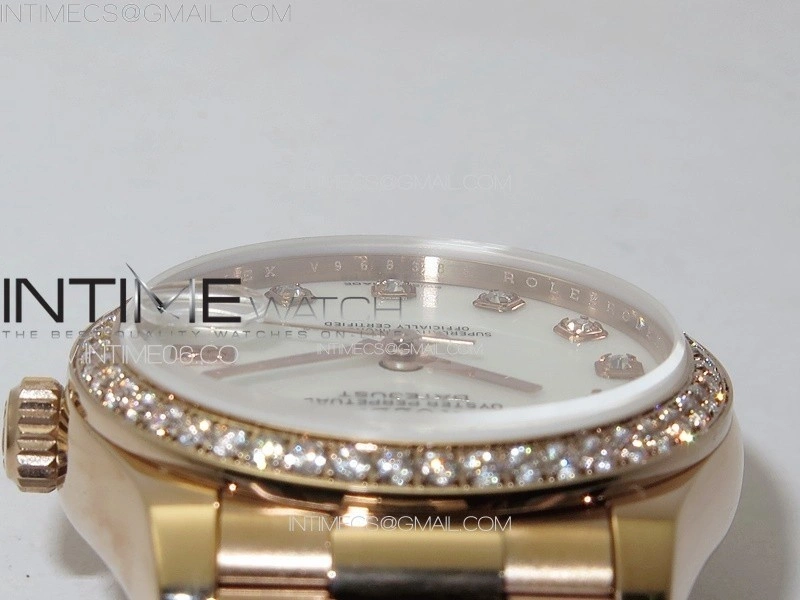 DateJust 31mm RG Crystals Bezel APSF Best Edition White MOP Dial Crystals Markers on President Bracelet A2824