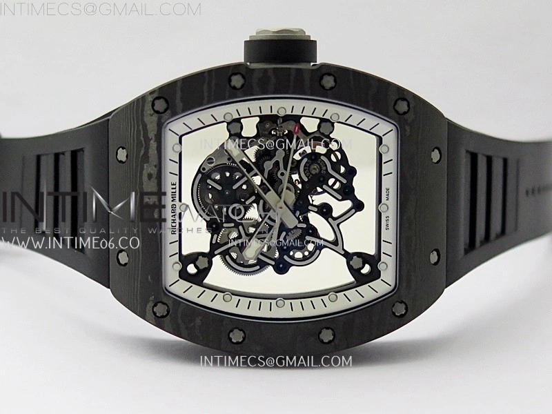 RM055 White inner Bezel Black Crown NTPT Ti ZF 1:1 Best Edition on Black Rubber Strap RMUL2 Super Clone