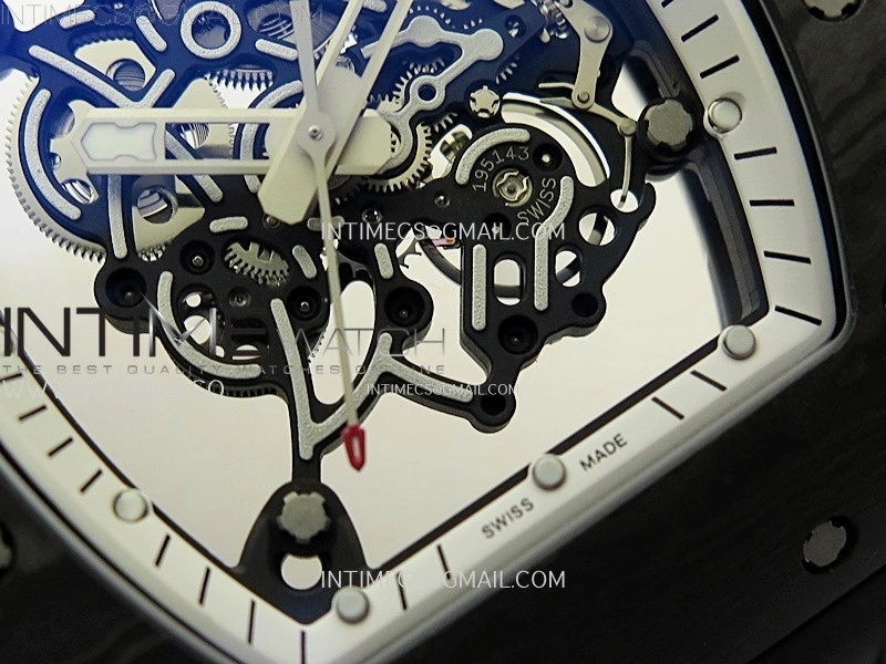 RM055 White inner Bezel Black Crown NTPT Ti ZF 1:1 Best Edition on Black Rubber Strap RMUL2 Super Clone