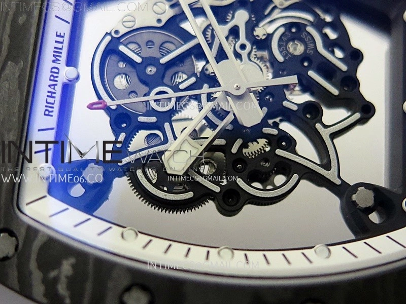 RM055 White inner Bezel Black Crown NTPT Ti ZF 1:1 Best Edition on Black Rubber Strap RMUL2 Super Clone