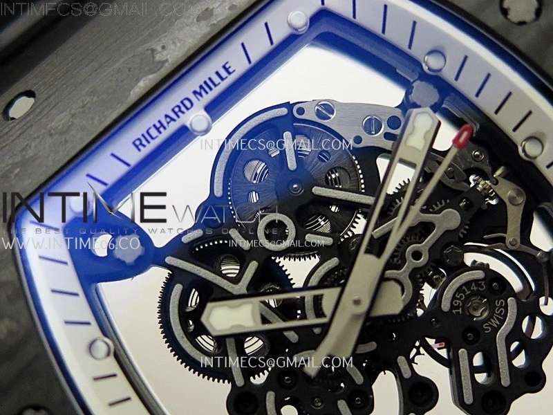 RM055 White inner Bezel Black Crown NTPT Ti ZF 1:1 Best Edition on Black Rubber Strap RMUL2 Super Clone