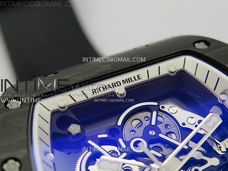 RM055 White inner Bezel Black Crown NTPT Ti ZF 1:1 Best Edition on Black Rubber Strap RMUL2 Super Clone