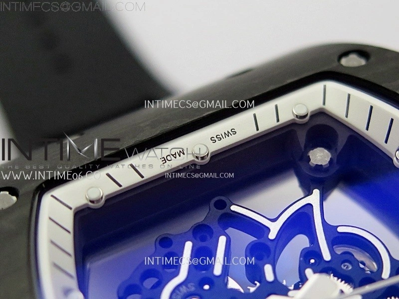 RM055 White inner Bezel Black Crown NTPT Ti ZF 1:1 Best Edition on Black Rubber Strap RMUL2 Super Clone