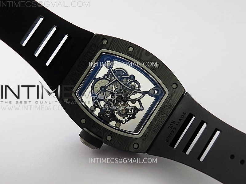 RM055 White inner Bezel Black Crown NTPT Ti ZF 1:1 Best Edition on Black Rubber Strap RMUL2 Super Clone