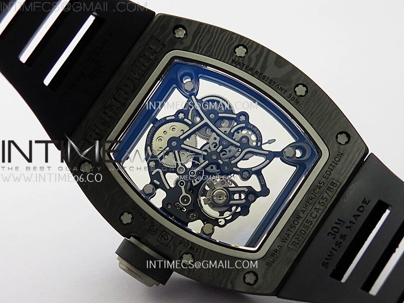 RM055 White inner Bezel Black Crown NTPT Ti ZF 1:1 Best Edition on Black Rubber Strap RMUL2 Super Clone