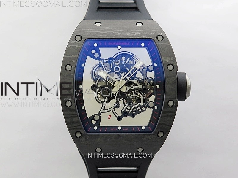 RM055 Black inner Bezel Black Crown NTPT Ti ZF 1:1 Best Edition on Black Rubber Strap RMUL2 Super Clone