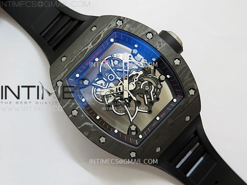 RM055 Black inner Bezel Black Crown NTPT Ti ZF 1:1 Best Edition on Black Rubber Strap RMUL2 Super Clone