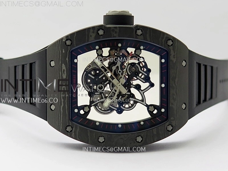 RM055 Black inner Bezel Black Crown NTPT Ti ZF 1:1 Best Edition on Black Rubber Strap RMUL2 Super Clone