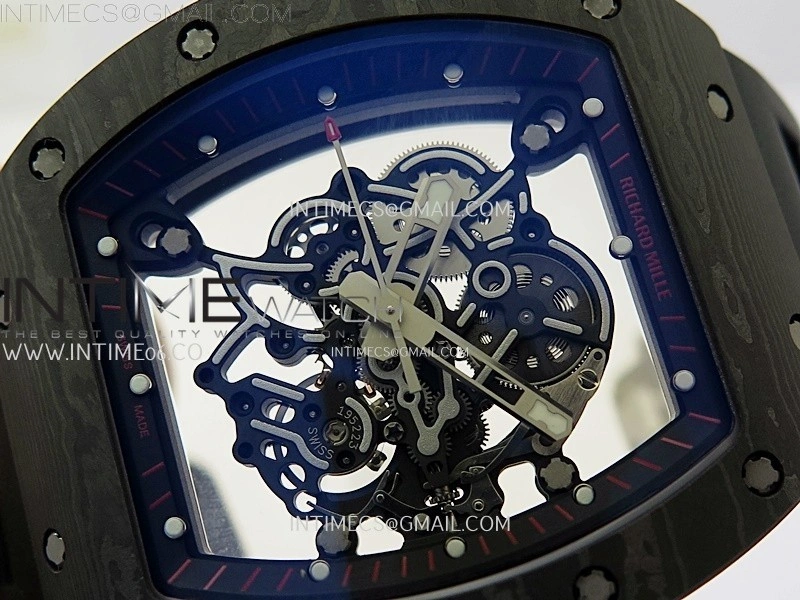 RM055 Black inner Bezel Black Crown NTPT Ti ZF 1:1 Best Edition on Black Rubber Strap RMUL2 Super Clone