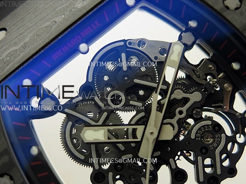 RM055 Black inner Bezel Black Crown NTPT Ti ZF 1:1 Best Edition on Black Rubber Strap RMUL2 Super Clone