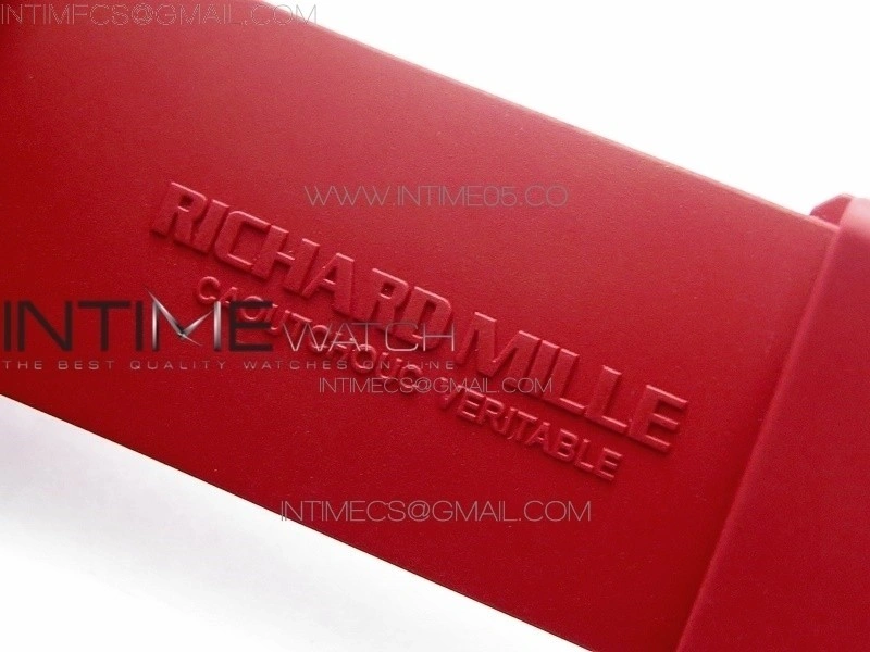 RM011 Carbon Case Carbon Bezel Chronograph KVF 1:1 Best Edition Skeleton Dial Red RG on Red Rubber Strap A7750