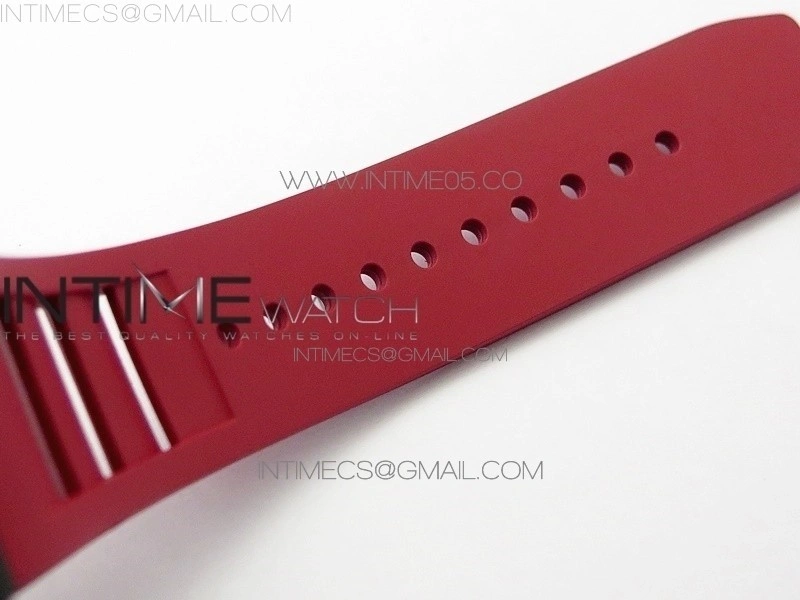 RM011 RG Case Carbon Bezel Chronograph KVF 1:1 Best Edition Skeleton Dial Red RG on Red Rubber Strap A7750