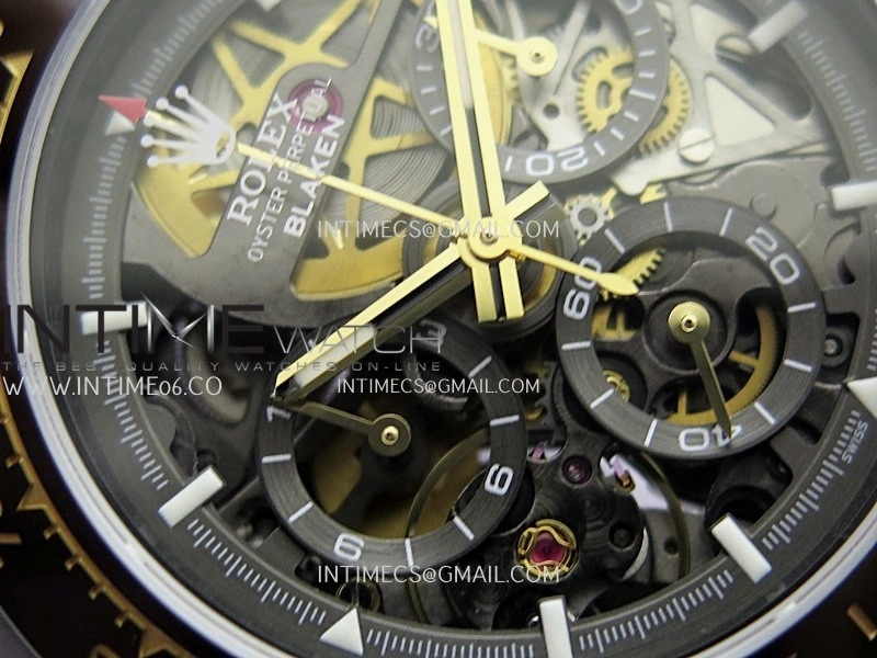 Daytona Blaken Carbon Bezel PVD Sonic Best Edition Skeleton Dial On Black Rubber Strap Super Clone SA4130