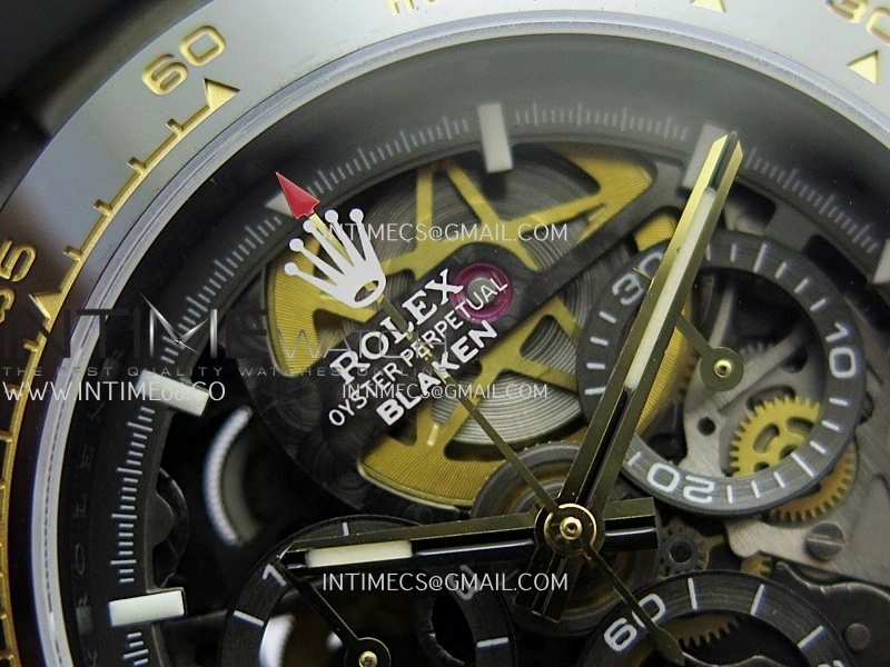 Daytona Blaken Carbon Bezel PVD Sonic Best Edition Skeleton Dial On Black Rubber Strap Super Clone SA4130