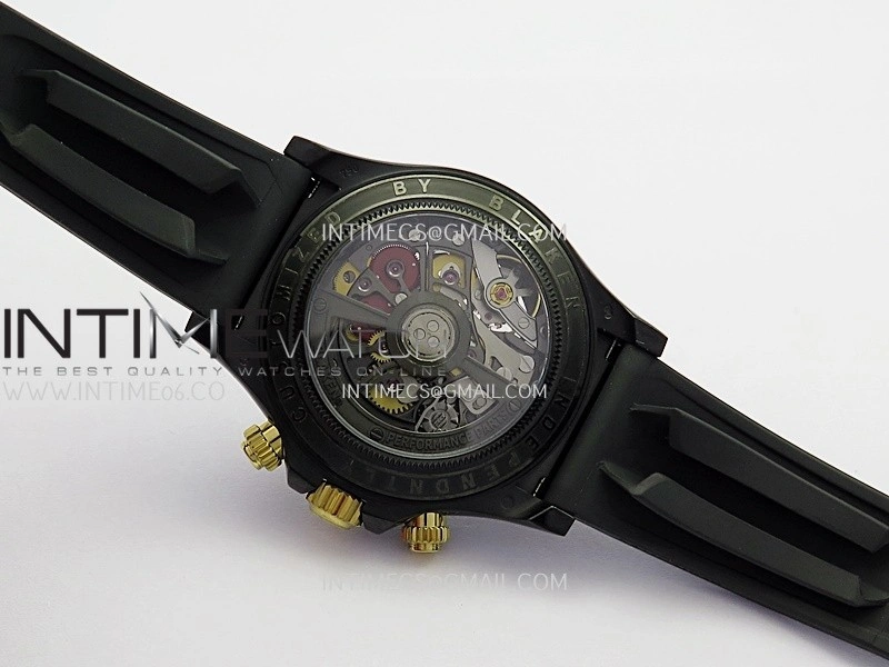 Daytona Blaken Carbon Bezel PVD Sonic Best Edition Skeleton Dial On Black Rubber Strap Super Clone SA4130