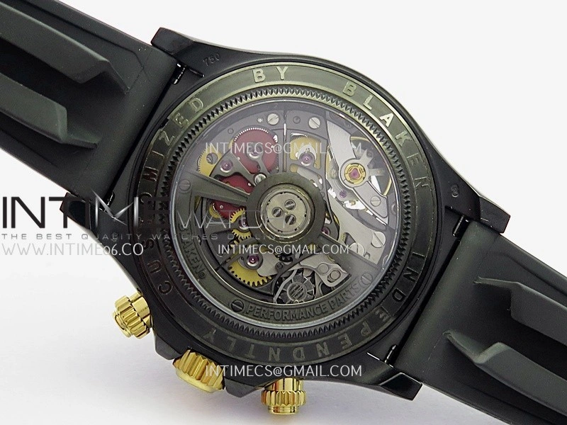 Daytona Blaken Carbon Bezel PVD Sonic Best Edition Skeleton Dial On Black Rubber Strap Super Clone SA4130