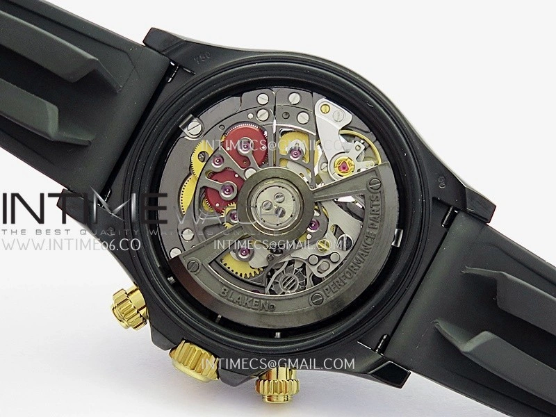 Daytona Blaken Carbon Bezel PVD Sonic Best Edition Skeleton Dial On Black Rubber Strap Super Clone SA4130