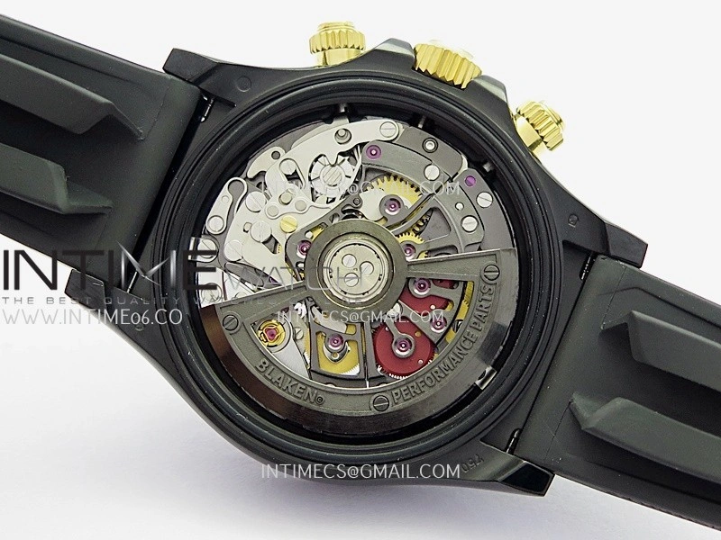 Daytona Blaken Carbon Bezel PVD Sonic Best Edition Skeleton Dial On Black Rubber Strap Super Clone SA4130