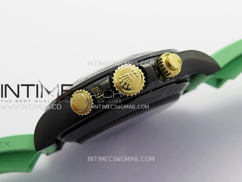 Daytona Blaken Ceramic Bezel PVD Sonic Best Edition Skeleton Dial On Green Rubber Strap Super Clone SA4130