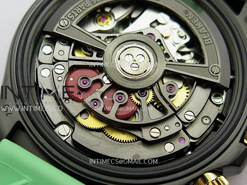 Daytona Blaken Ceramic Bezel PVD Sonic Best Edition Skeleton Dial On Green Rubber Strap Super Clone SA4130