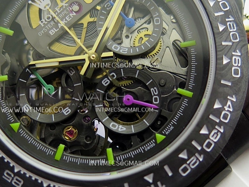 Daytona Blacken Ceramic Bezel PVD Sonic Best Edition Skeleton Dial On White Rubber Strap Super Clone SA4130