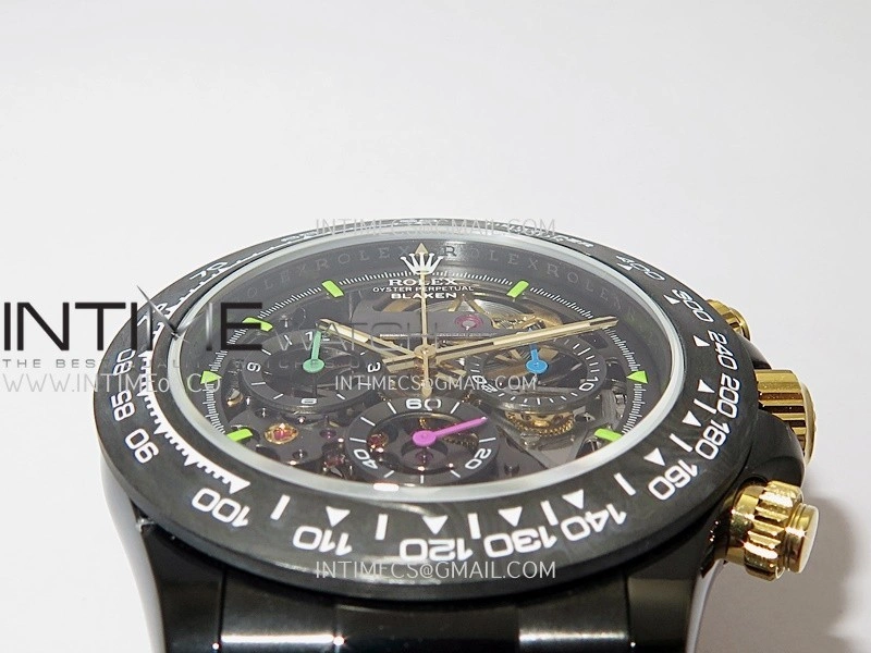 Daytona Blacken Ceramic Bezel PVD Sonic Best Edition Skeleton Dial On White Rubber Strap Super Clone SA4130