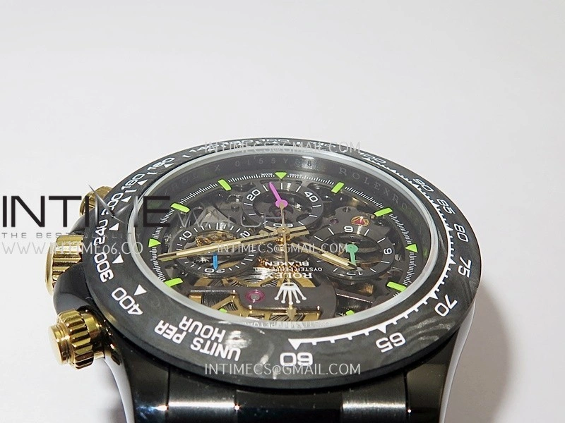 Daytona Blacken Ceramic Bezel PVD Sonic Best Edition Skeleton Dial On White Rubber Strap Super Clone SA4130