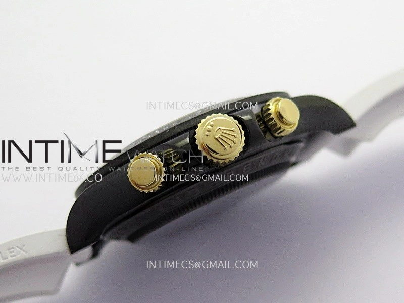 Daytona Blacken Ceramic Bezel PVD Sonic Best Edition Skeleton Dial On White Rubber Strap Super Clone SA4130