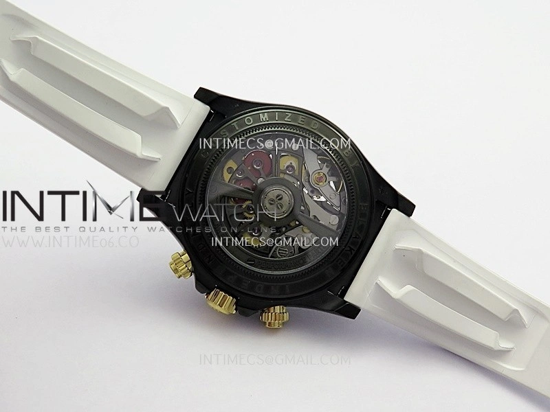 Daytona Blacken Ceramic Bezel PVD Sonic Best Edition Skeleton Dial On White Rubber Strap Super Clone SA4130