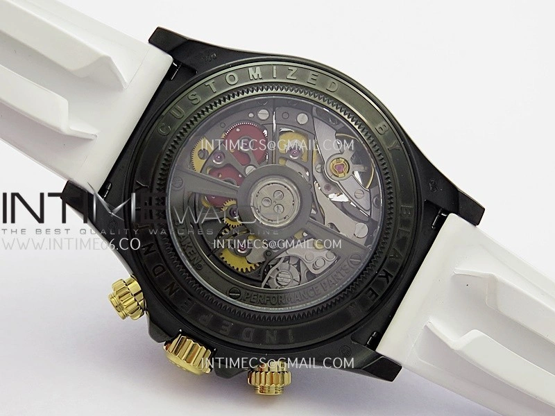 Daytona Blacken Ceramic Bezel PVD Sonic Best Edition Skeleton Dial On White Rubber Strap Super Clone SA4130