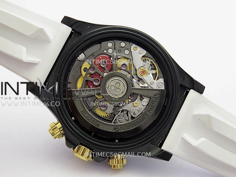 Daytona Blacken Ceramic Bezel PVD Sonic Best Edition Skeleton Dial On White Rubber Strap Super Clone SA4130