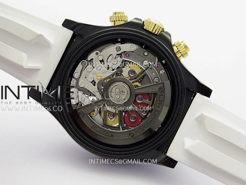 Daytona Blacken Ceramic Bezel PVD Sonic Best Edition Skeleton Dial On White Rubber Strap Super Clone SA4130