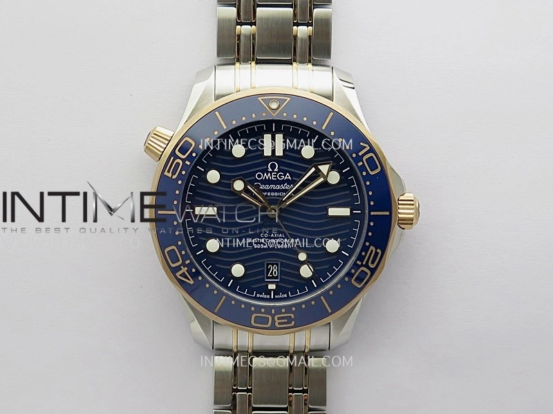 Seamaster Diver 300M Blue Ceramic Bezel SS RG V4 VSF 1:1 Best Edition Blue Dial On SS RG Bracelet Super Clone Asian 8800